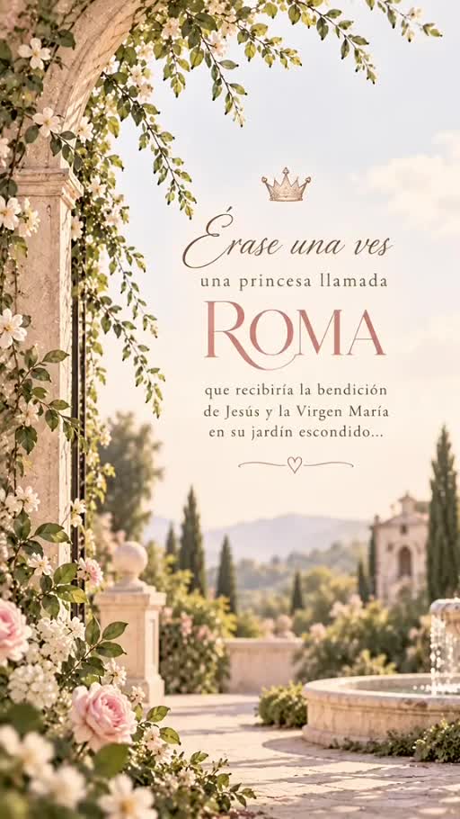 Érase una vez una princesa llamada Roma, que recibiría la bendición de Jesús y la Virgen María en un jardín escondido.